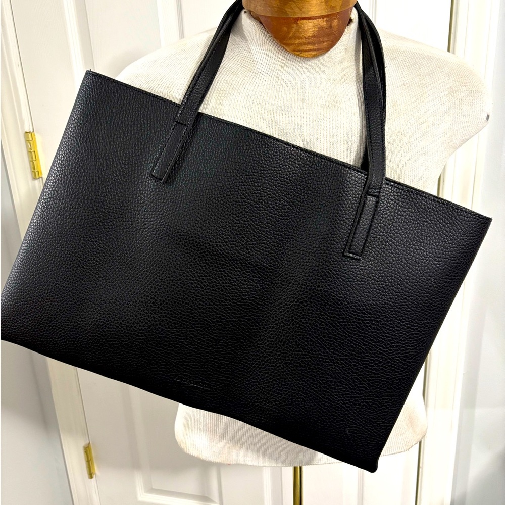 Vince Camuto Black /Grey stripe Leather Tote bag